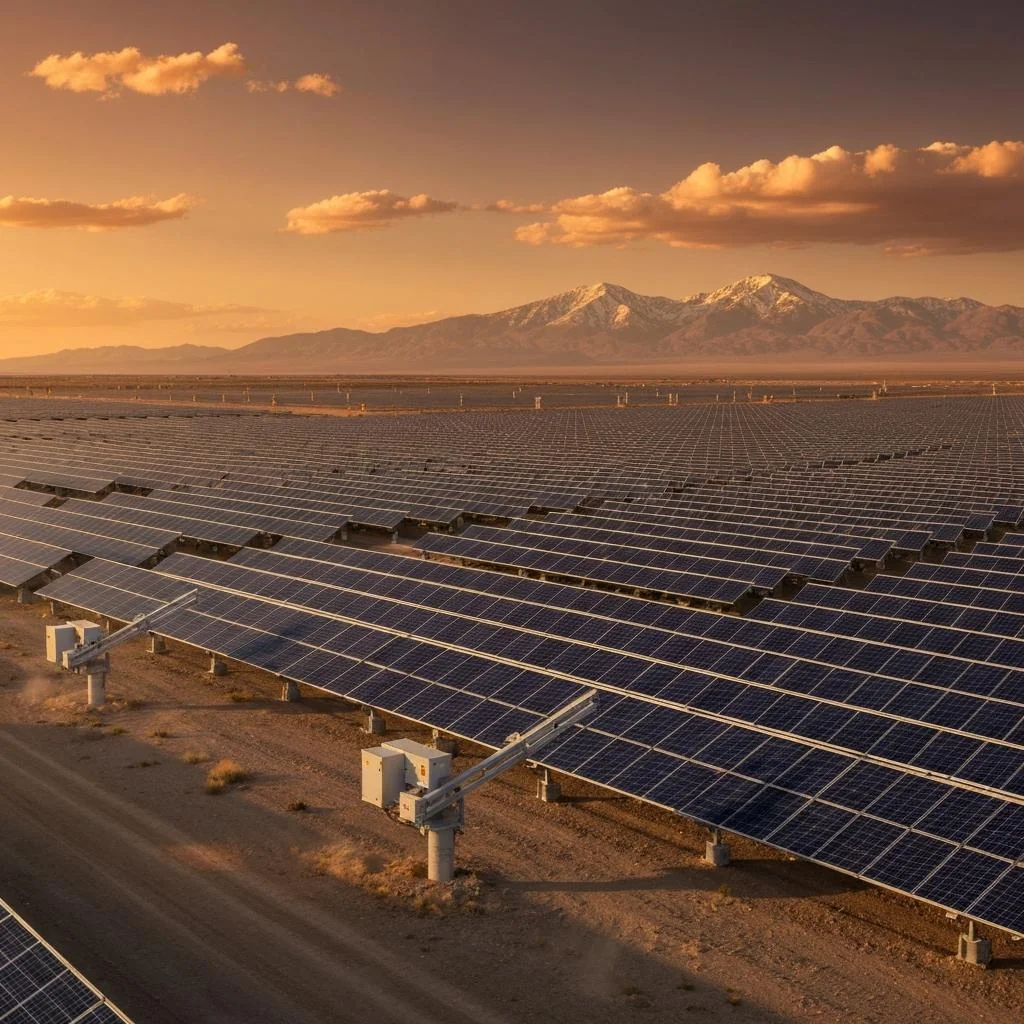 Utility-scale solar field delivering energy to enterprise campuses